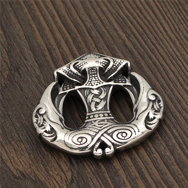 Młot Thora Mjolnir Vintage - Wisiorek Viking Odin Amulet - Naszyjnik z Wiśniorem - Biżuteria Punkowa ze stali nierdzewnej - Wianko - 8