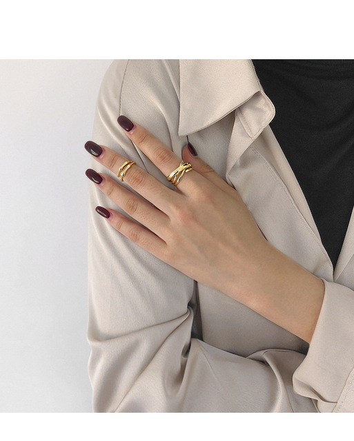 Pierścień minimalistyczny nieregularny dla kobiet, srebrny, wykonany w 100% ze srebra pr. 925 - Wianko - 3