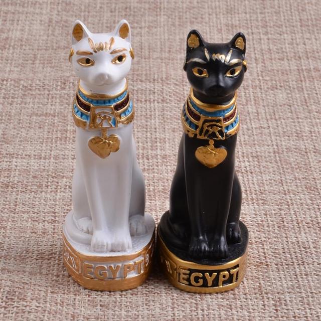 Egipska figurka kotowej bogini Bastet - dekoracyjny posąg vintage do domu i ogrodu - Wianko - 2