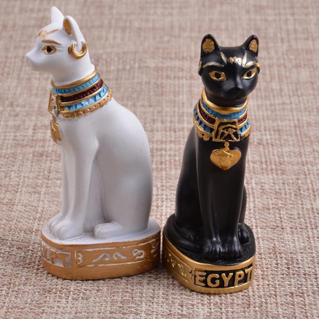 Egipska figurka kotowej bogini Bastet - dekoracyjny posąg vintage do domu i ogrodu - Wianko - 1