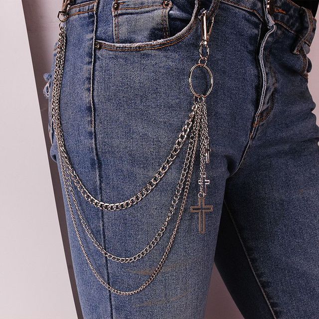 Metalowy punkowy brelok z krzyżem na klucze - łańcuch do spodni, talii, dżinsów, Rock Hip Hop biżuteria - Wianko - 2