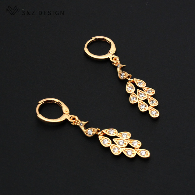 Kolczyki wiszące S & Z DESIGN koreańskiego stylu z motywem zwierząt - sowa z pawiem w kształcie ważki, biżuteria dla eleganckich kobiet w kolorze złota - Wianko - 5