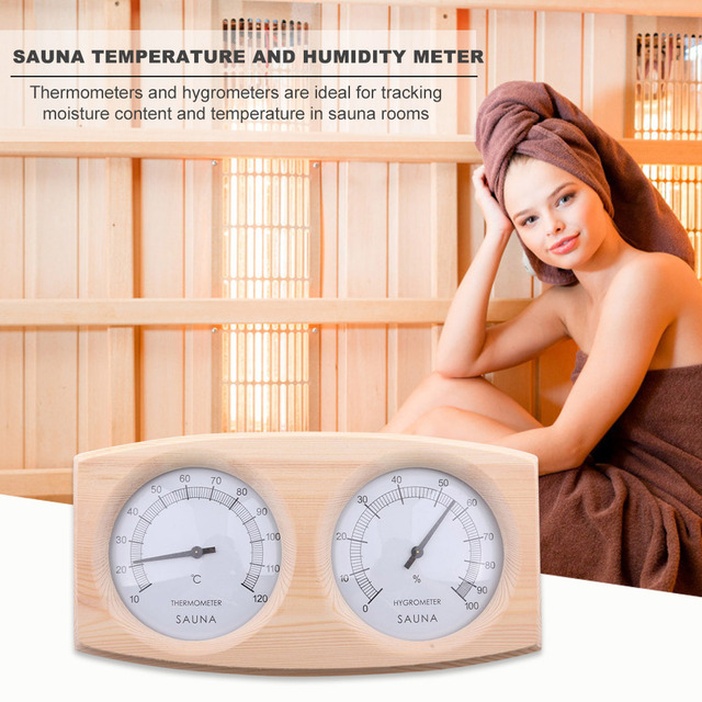 Miernik wilgotności do sauny - cyfrowy wyświetlacz, termometr drewniany - żaroodporny, łaźnia parowa, jacuzzi - Wianko - 9