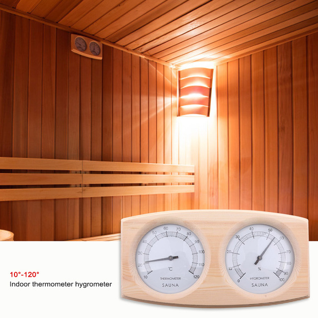Miernik wilgotności do sauny - cyfrowy wyświetlacz, termometr drewniany - żaroodporny, łaźnia parowa, jacuzzi - Wianko - 8