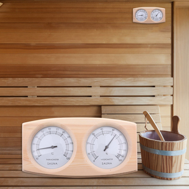 Miernik wilgotności do sauny - cyfrowy wyświetlacz, termometr drewniany - żaroodporny, łaźnia parowa, jacuzzi - Wianko - 7