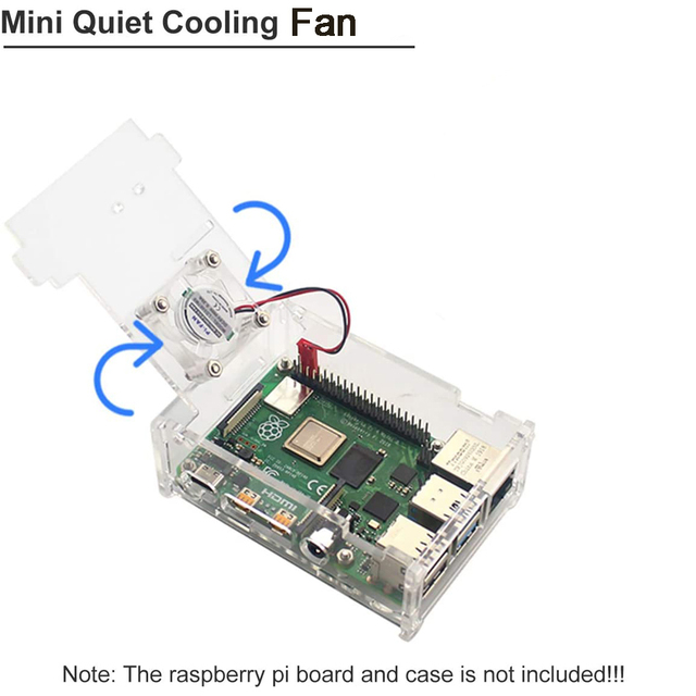 Wentylator bezszczotkowy do Raspberry Pi 4 - przezroczysty, cichy, 30x30mm, chłodzenie CPU, radiator - Wianko - 4