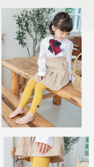 Legginsy dla dziewczynek w pionowe paski - wiosna-jesień, bawełniane, z koronkową kokardą - Wianko - 18