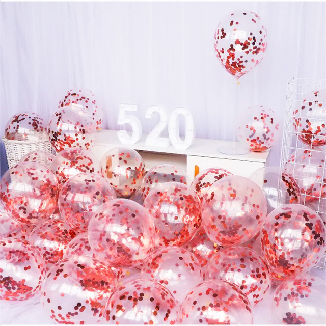 Dekoracje ślubne - 10 sztuk balonów aluminiowych z cekinami 12 cali - Wianko - 1