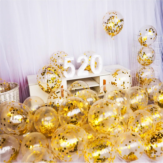 Dekoracje ślubne - 10 sztuk balonów aluminiowych z cekinami 12 cali - Wianko - 9