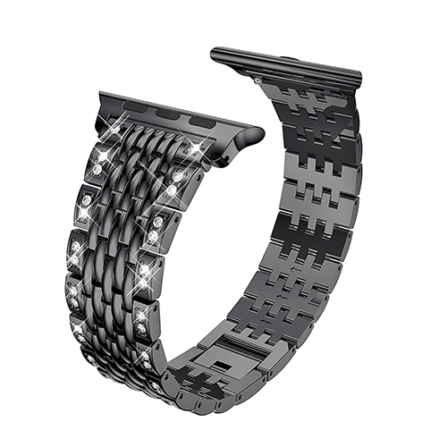 Pasek metalowy ze stali nierdzewnej do zegarka Apple Watch 7 6 5 4 SE, 45mm 44mm 40mm, z diamentami, 42mm 38mm Correa - Wianko - 11