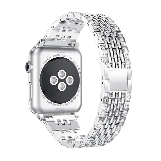 Pasek metalowy ze stali nierdzewnej do zegarka Apple Watch 7 6 5 4 SE, 45mm 44mm 40mm, z diamentami, 42mm 38mm Correa - Wianko - 3