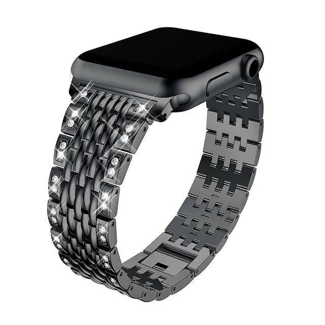 Pasek metalowy ze stali nierdzewnej do zegarka Apple Watch 7 6 5 4 SE, 45mm 44mm 40mm, z diamentami, 42mm 38mm Correa - Wianko - 6