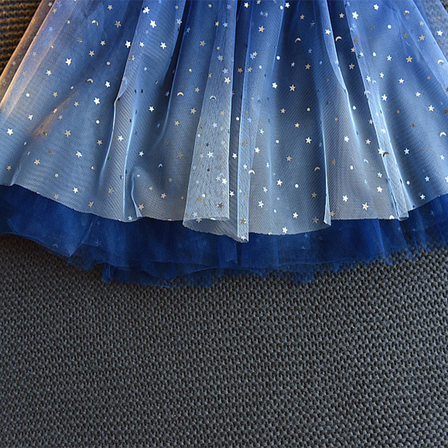 Rozkloszowana sukienka księżniczki z cekinowym motywem gwiazdek dla małych dziewczynek na letnie dni - Wianko - 11