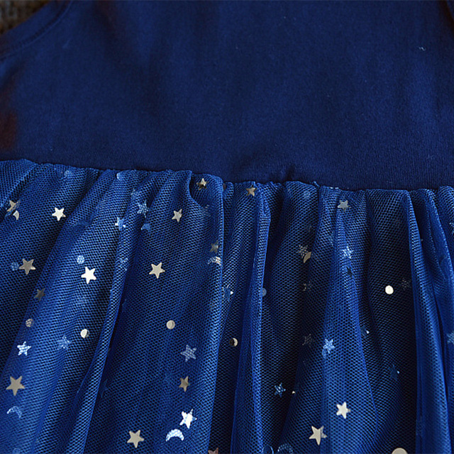 Rozkloszowana sukienka księżniczki z cekinowym motywem gwiazdek dla małych dziewczynek na letnie dni - Wianko - 10