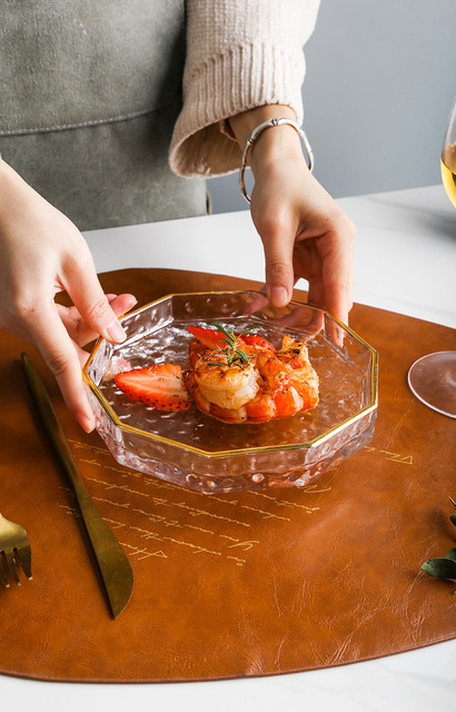Złota szklana taca wielostronny talerz na owoce w europejskim stylu - Wianko - 7