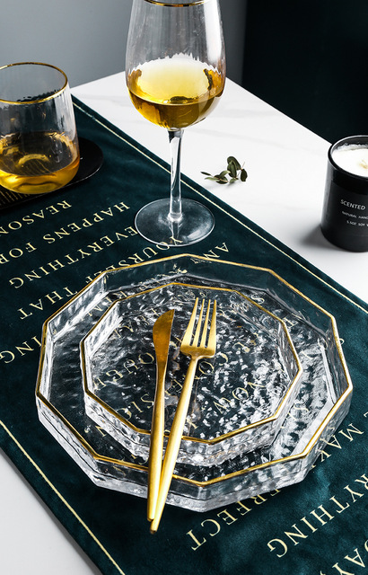 Złota szklana taca wielostronny talerz na owoce w europejskim stylu - Wianko - 2