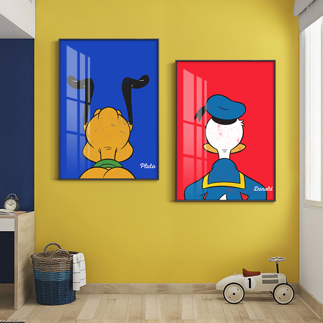 Plakat obraz na ścianę Cartoon kaczor Donald i Mickey Mouse Disney, widok z tyłu, obraz na płótnie, dekoracja wnętrza pokoju dziewczyn - Wianko - 6
