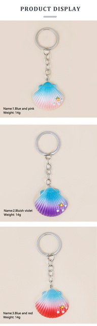 Brelok z akrylową masą perłową w kształcie muszli Cowrie - kolorowy wisiorek biżuteryjny na klucze, idealny na lato i plażę - Wianko - 4