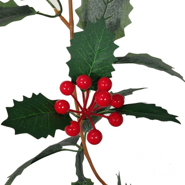 Sztuczna girlanda bożonarodzeniowa z winorośli liść ostrokrzewu Christmas Berry, 1.75m - Wianko - 5