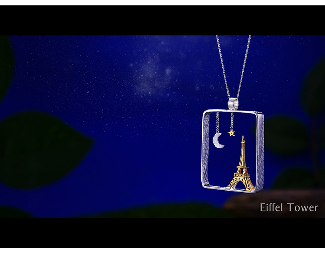 Wisiorek Wieża Eiffla z prawdziwego srebra 925, ręcznie robiony, delikatna biżuteria marki Lotus dla kobiet - Wianko - 2