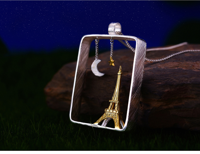 Wisiorek Wieża Eiffla z prawdziwego srebra 925, ręcznie robiony, delikatna biżuteria marki Lotus dla kobiet - Wianko - 6
