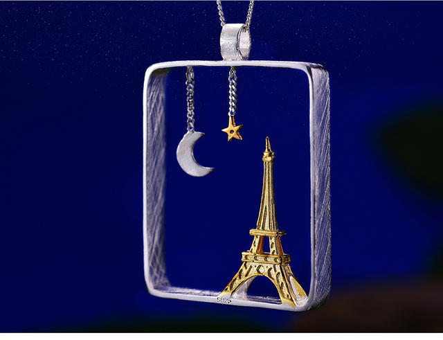 Wisiorek Wieża Eiffla z prawdziwego srebra 925, ręcznie robiony, delikatna biżuteria marki Lotus dla kobiet - Wianko - 7
