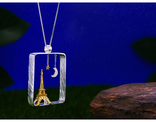 Wisiorek Wieża Eiffla z prawdziwego srebra 925, ręcznie robiony, delikatna biżuteria marki Lotus dla kobiet - Wianko - 4
