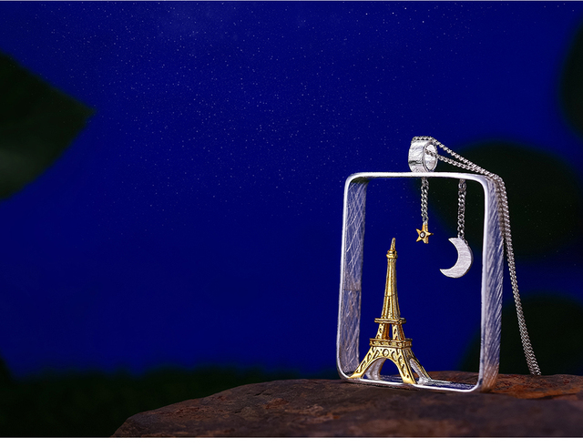 Wisiorek Wieża Eiffla z prawdziwego srebra 925, ręcznie robiony, delikatna biżuteria marki Lotus dla kobiet - Wianko - 5