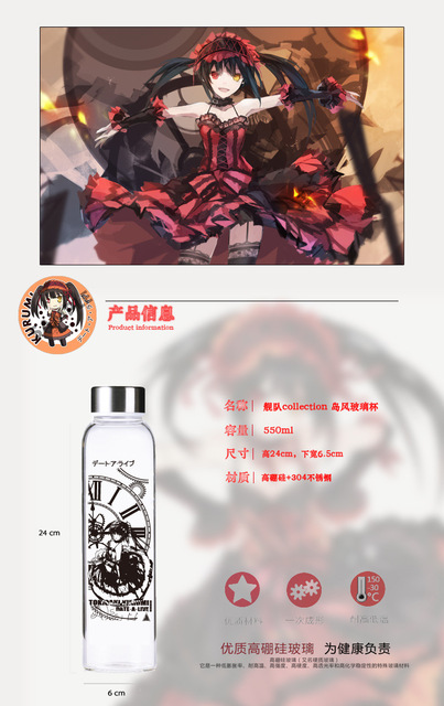 Figurka akcji postaci z anime Mo Dao Zu Shi i Demon Slayer – Wei Wuxian – kubek wodny 550 ml ze szklaną butelką, drukowana postać, torba - Wianko - 4
