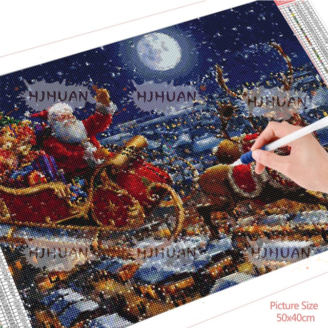 Zestaw haftu krzyżem 5D z diamentową mozaiką naturalnej scenografii z okrągłymi wiertłami - idealny prezent na Boże Narodzenie - Wianko - 14