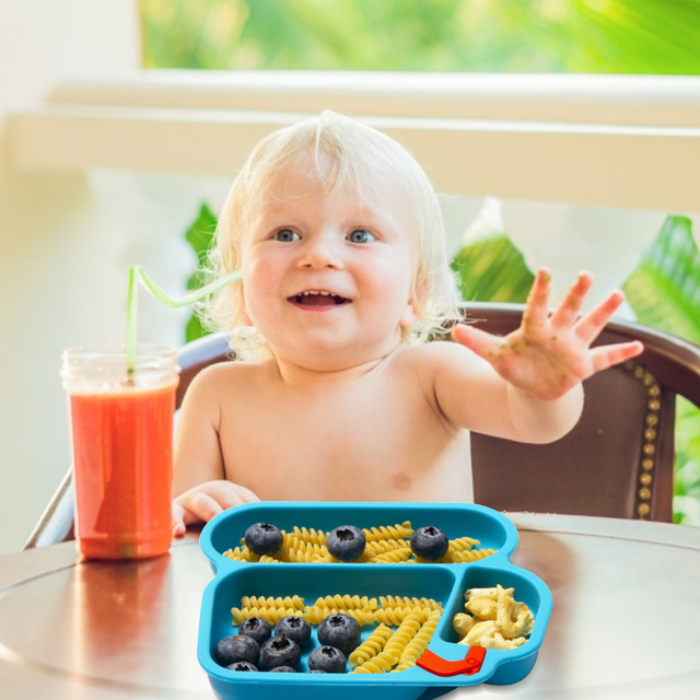 Silikonowy talerz dla dzieci - płyta serwisowa, samoczynne karmienie, BPA-free - Wianko - 5