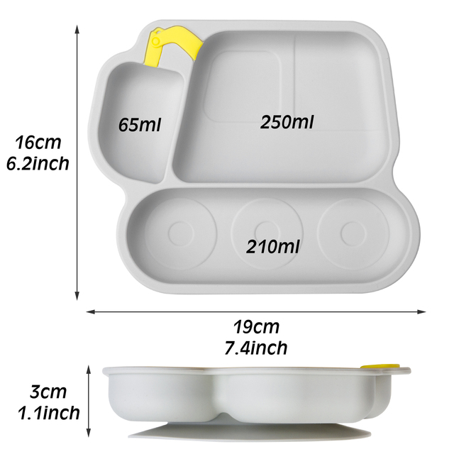 Silikonowy talerz dla dzieci - płyta serwisowa, samoczynne karmienie, BPA-free - Wianko - 4