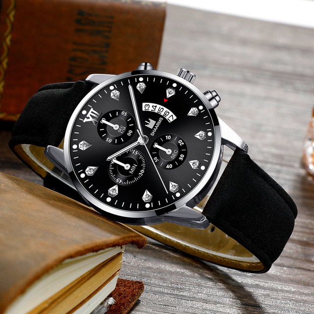 Męskie zegarki kwarcowe kalendarzowe z diamentem, ultracienkie, klasyczne, do biznesu i sportu - Wianko - 4