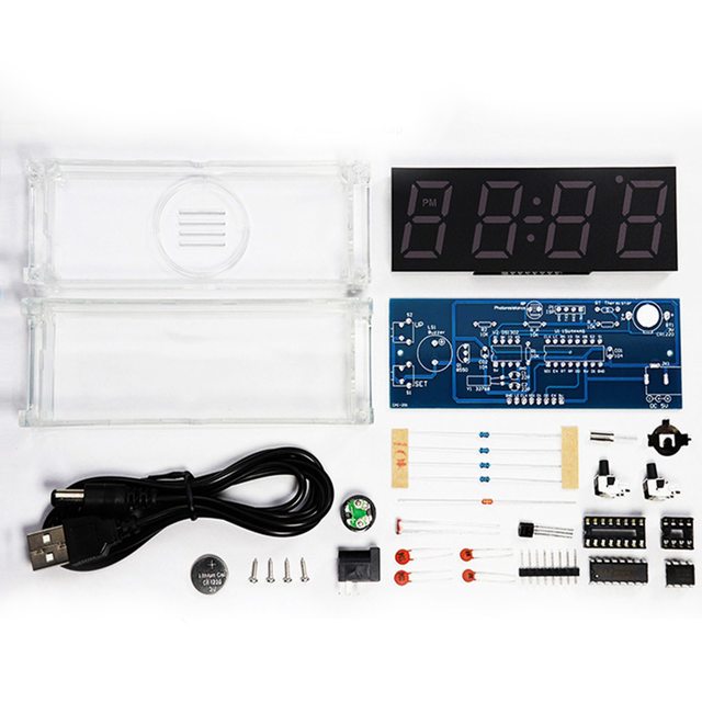 Zestaw DIY zegar elektroniczny LED 4-cyfrowy 5V w formie tuby, multikolorowy, przezroczysty futerał, 12/24-godzinny wyświetlacz plastikowy - Wianko - 9