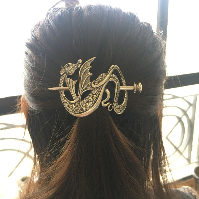 Ręcznie wykonane wsuwki do włosów Mother of Dragons Hair Stick 2021 z motywem smoków - oryginalne akcesoria inspirowane Daenerys Targaryen i biżuterią vintage - Wianko - 4