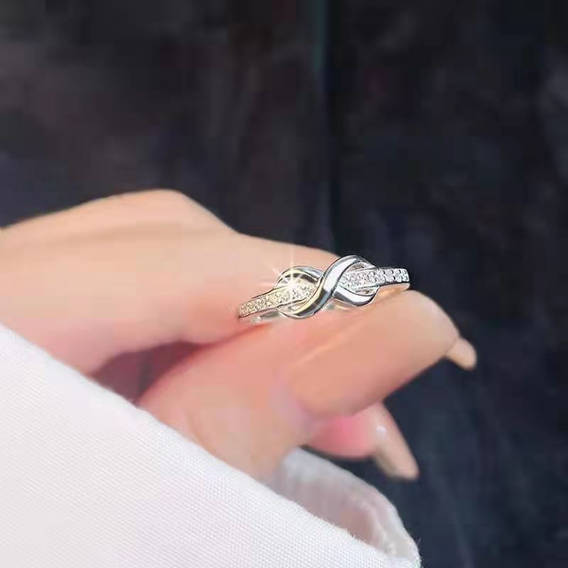 Pierścionek JZ009 2021 - nowoczesny trend mody, biały z AAA Rhinstone, idealny na zaręczyny - biżuteria ślubna dla kobiet - Wianko - 2