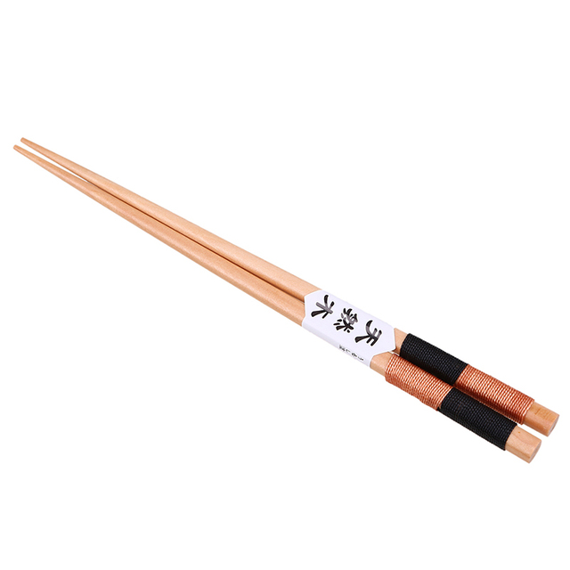 Drewanice - Pałeczki do jedzenia Sushi: 1 para drewnianych okrągłych sztućców naturalnych, zastawa stołowa i akcesoria kuchenne japońskiego stylu - Wianko - 8