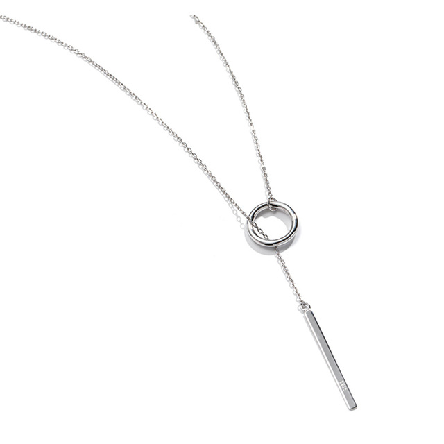 Długi naszyjnik z wisiorkiem w kształcie okręgu z cyrkoniami, wykonany ze srebra próby 925 - Wianko - 14