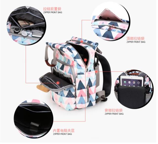 Plecak podróżny dla matki z dużą pojemnością i designerską torbą na pieluchy, wraz z prezentem do opieki nad dzieckiem - Wianko - 6