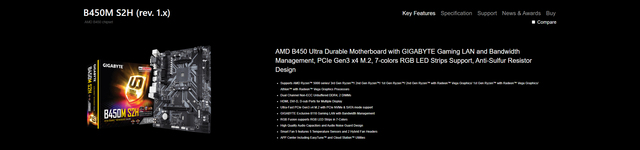 Gigabyte GA B450M S2H (rev. 1.x) - Płyta główna Micro ATX AMD B450 z 2-DDR4, USB 3.1 Gen1, VGA i DVI-D - Wianko - 1