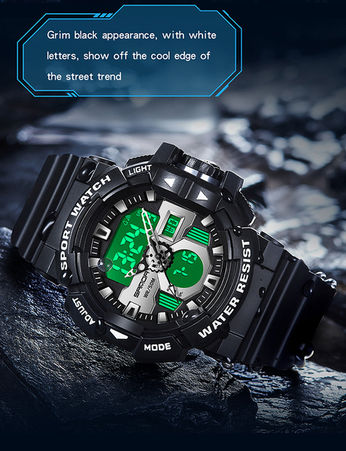 SANDA Nowy zegarek męski kwarcowy cyfrowy, wojskowy, wodoodporny - Wianko - 4