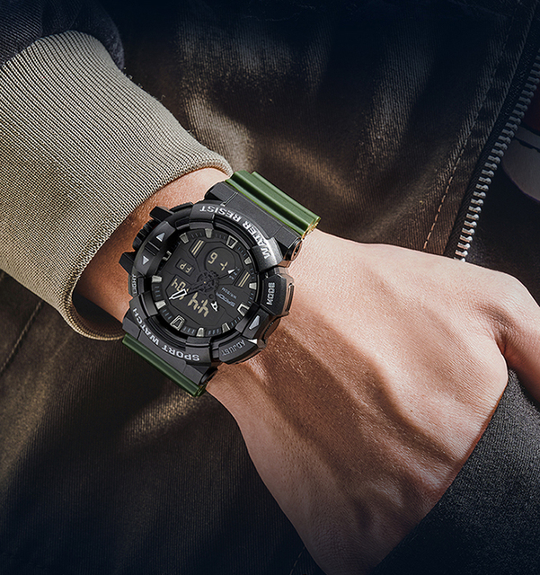 SANDA Nowy zegarek męski kwarcowy cyfrowy, wojskowy, wodoodporny - Wianko - 16