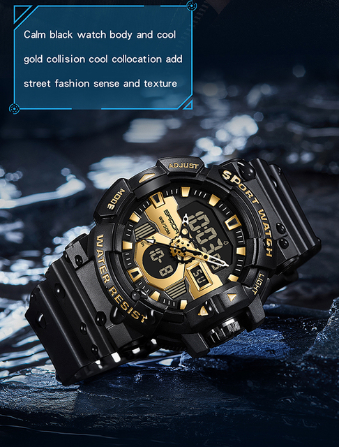 SANDA Nowy zegarek męski kwarcowy cyfrowy, wojskowy, wodoodporny - Wianko - 17