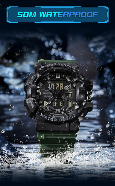 SANDA Nowy zegarek męski kwarcowy cyfrowy, wojskowy, wodoodporny - Wianko - 18