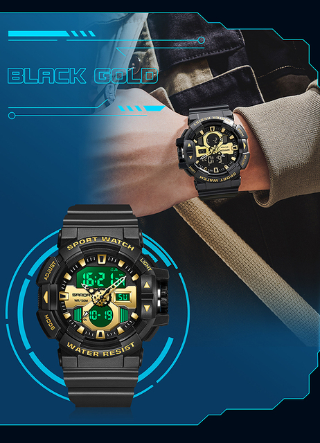 SANDA Nowy zegarek męski kwarcowy cyfrowy, wojskowy, wodoodporny - Wianko - 6