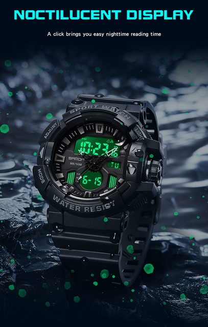 SANDA Nowy zegarek męski kwarcowy cyfrowy, wojskowy, wodoodporny - Wianko - 7