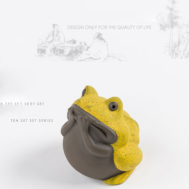 Mała figurka ceramicznej żaby do dekoracji i picia herbaty, malowana w kolorze purpury, idealna jako akcesorium herbaciarni - Trzy Nos+ - Wianko - 13