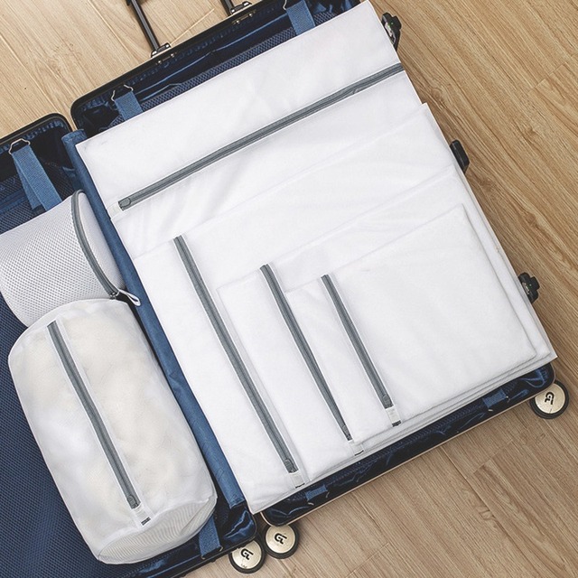 Poliestrowa siatkowa torba na pranie z przegródkami do przechowywania bielizny, biustonoszy, skarpetek i spodni - szara torba pralnicza - Wianko - 14
