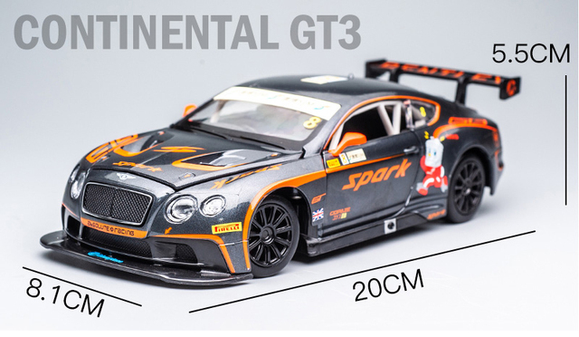 Bentley Continental GT3 Le Mans - model odlewany, zabawkowy samochód wyścigowy, skala 1:24 z wysokimi, lekkimi, wolnoobrotowymi kołami - Wianko - 3