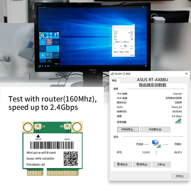 Karta sieciowa bezprzewodowa Intel AX200HMW Mini PCI-E MPE-AX3000H – 3000Mbps Wifi 6 AX3000HMW z Bluetooth 5.1 - Wianko - 6
